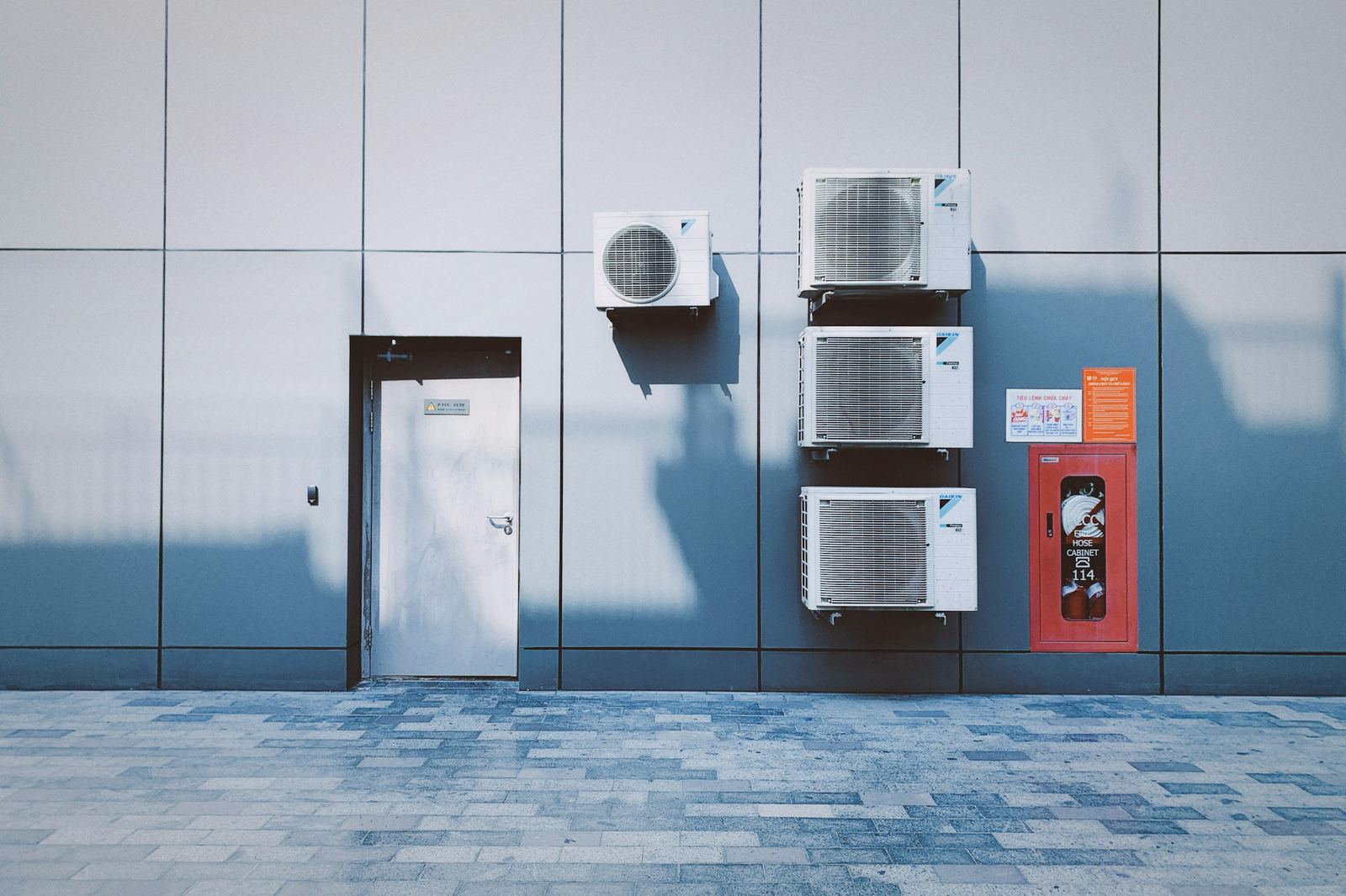 Air-conditioning units on a building wall