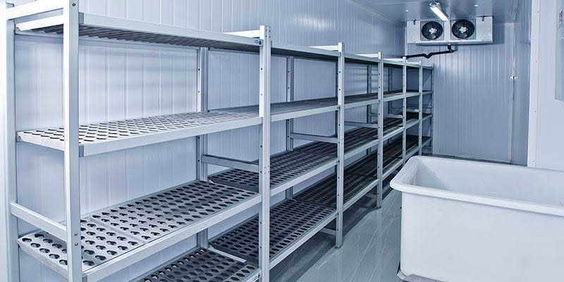 Commercial cold room shelving and storage area