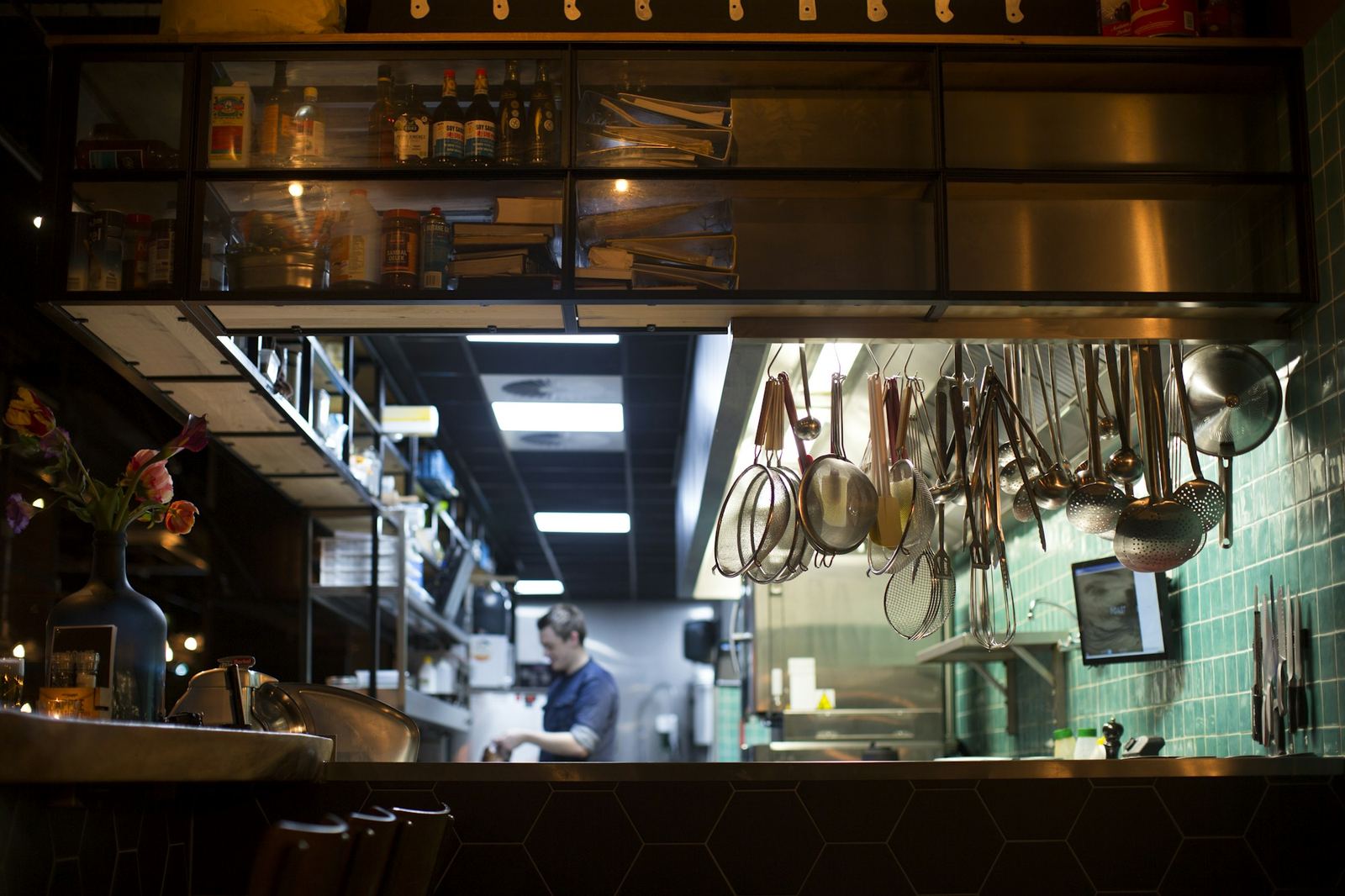 Stainless-steel food-service kitchen